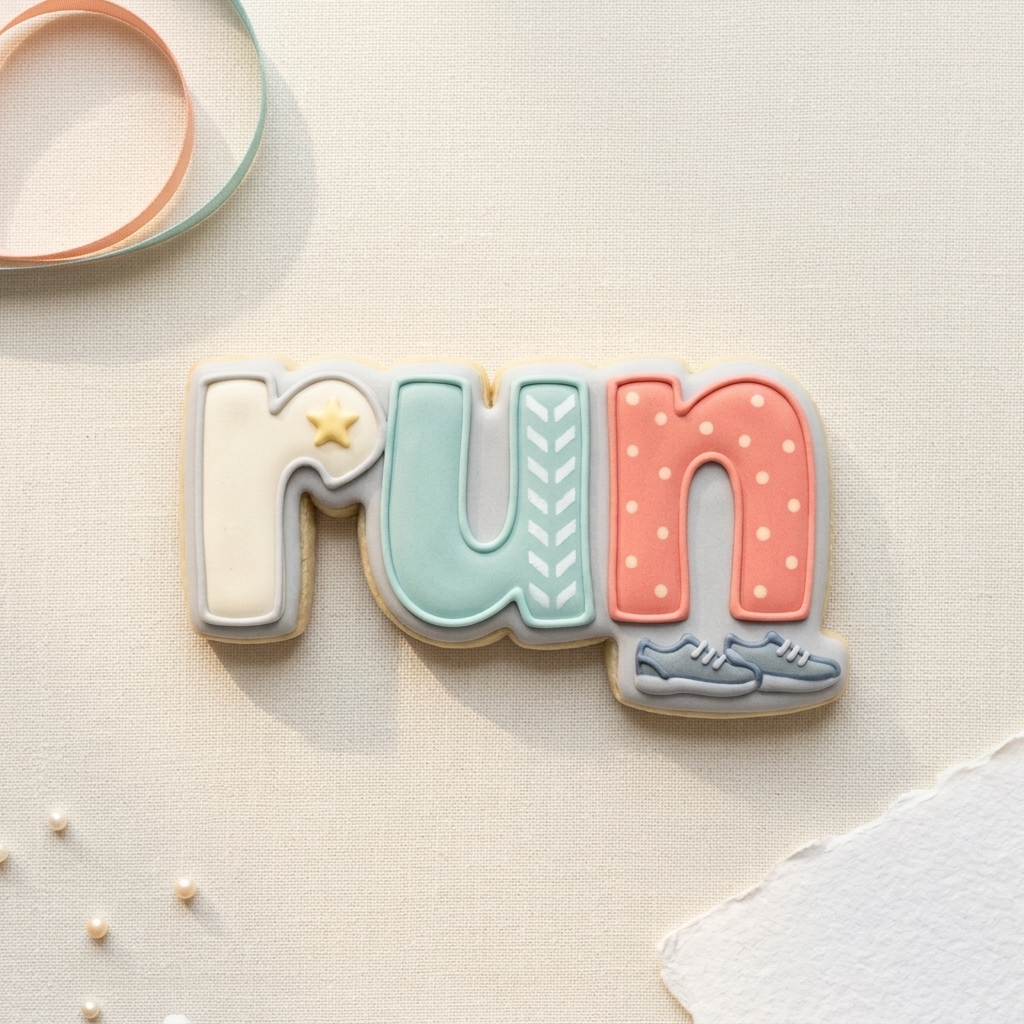 Run Word Cookie Cutter, 3D Printed Cookie Theme