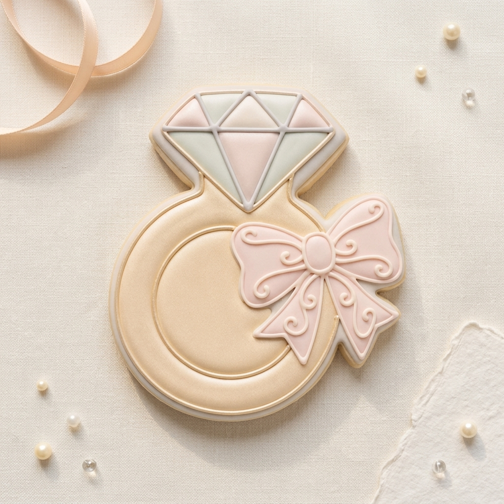 Ring With Bow Wedding Bridal Cookie Cutter, 3D Printed Wedding Theme