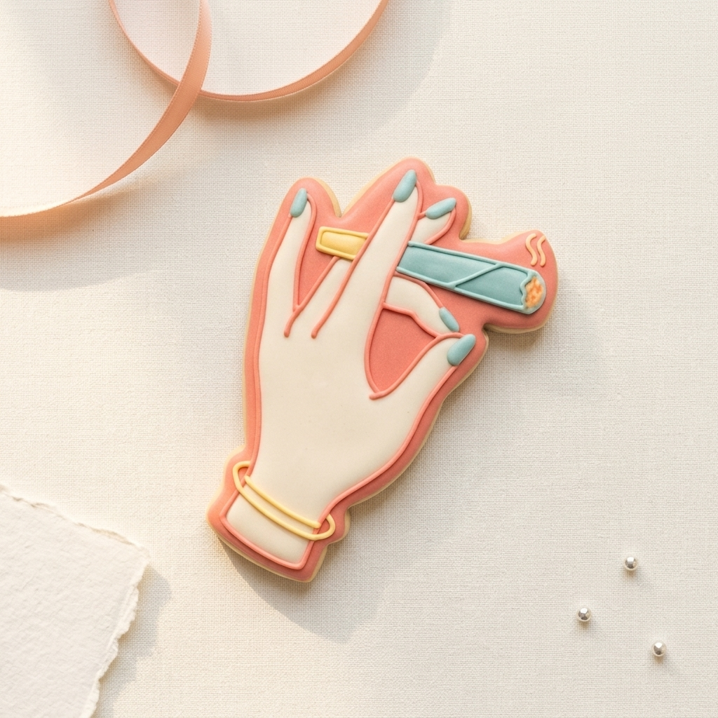Girly Hand Holding Joint Weed Cookie Cutter, 3D Printed Cookie Theme
