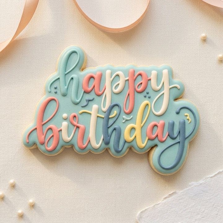 Happy Birthday Cursive Cookie Cutter, 3D Printed Birthday Theme