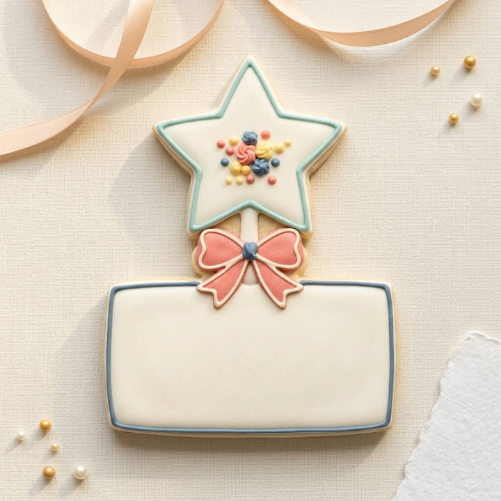 Star Wand With Bow Cookie Cutter, 3D Printed Shape Theme