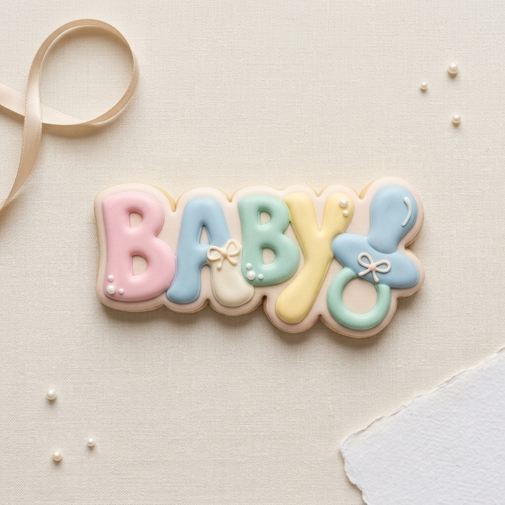 Baby Typography Cookie Cutter, 3D Printed Baby Shower Theme