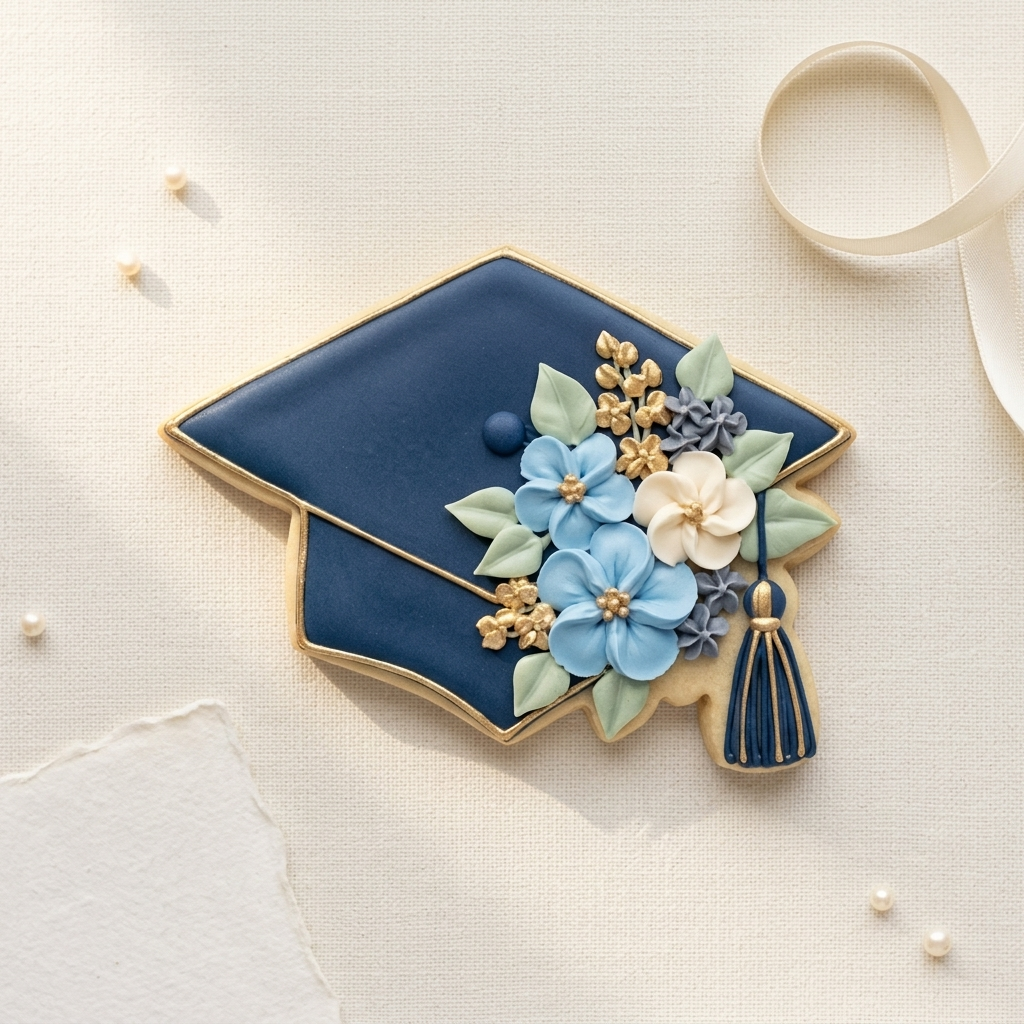 Floral Graduation Cap No2 Cookie Cutter, 3D Printed Graduation Theme