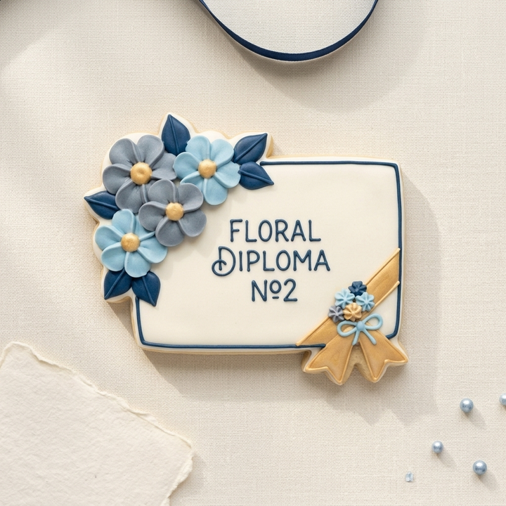 Floral Diploma No2 Cookie Cutter, 3D Printed Graduation Theme