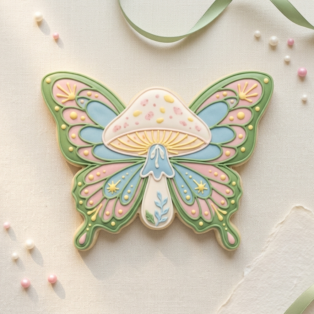 Butterfly Mushroom Cookie Cutter, 3D Printed Garden Theme