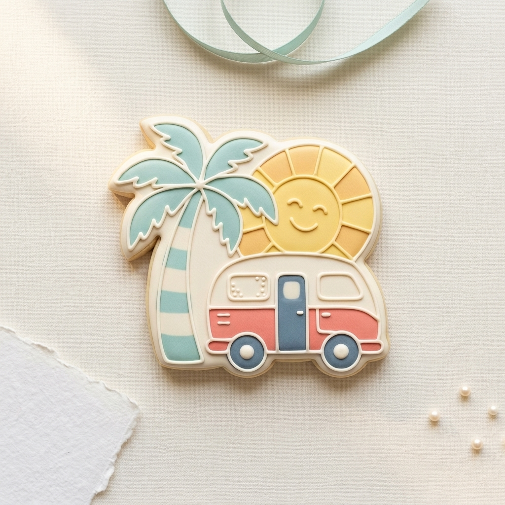Retro Summer Cookie Cutter, 3D Printed Cookie Theme