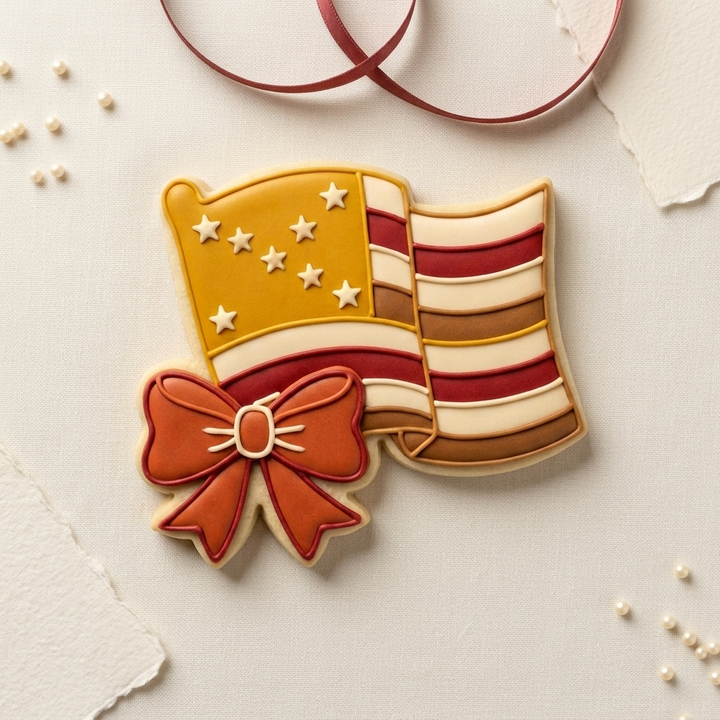 Patriotic Flag With Bow Cookie Cutter, 3D Printed Holiday Theme