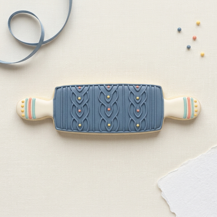 Bold Knit Texture Roller Raised Design 9 Cookie Cutter, 3D Printed Cookie Theme