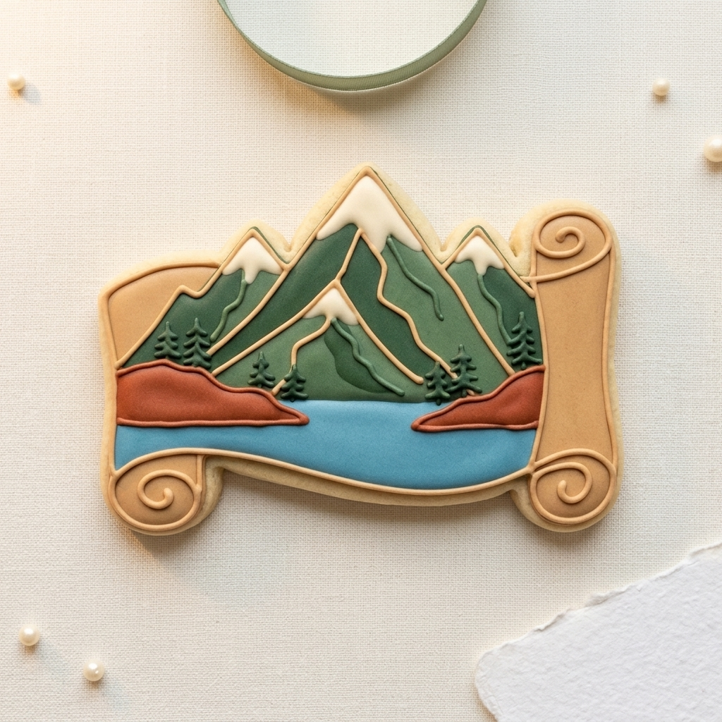 Mountain Scroll Cookie Cutter, 3D Printed Outdoor Theme