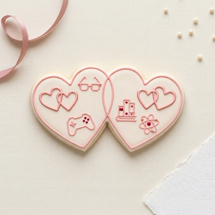 Nerdy Hearts 2 Piece Cookie Cutter, 3D Printed Valentine Theme