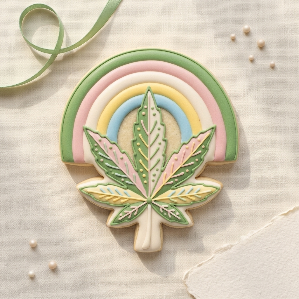 Rainbow With Weed Leaf Cookie Cutter, 3D Printed Garden Theme