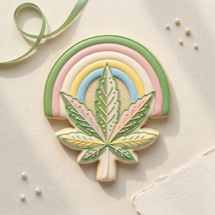 Rainbow With Weed Leaf Cookie Cutter, 3D Printed Garden Theme