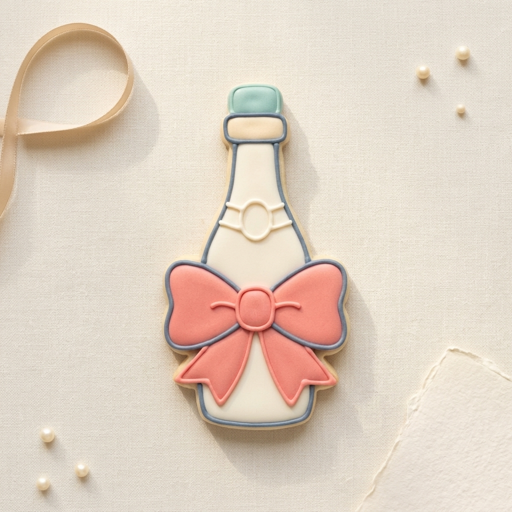 Champagne With Bow Cookie Cutter, 3D Printed Cookie Theme