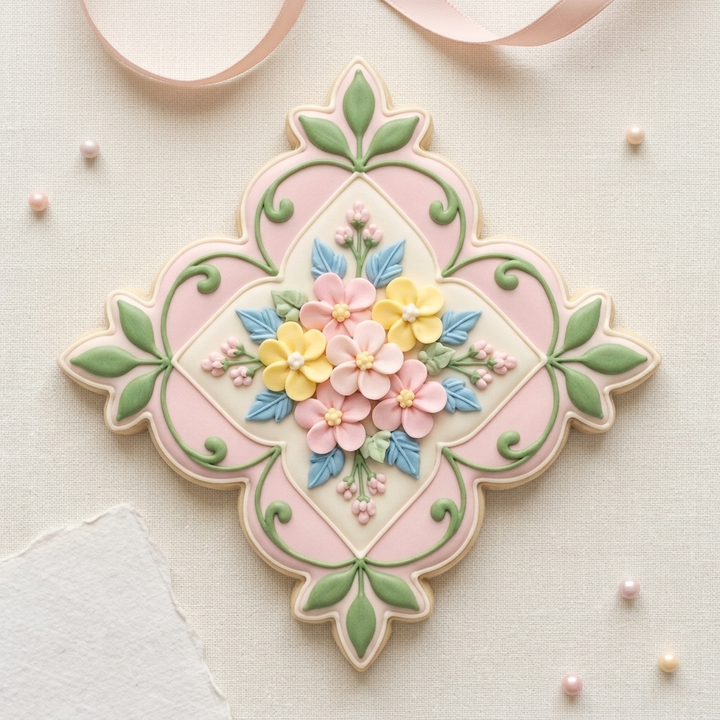 Floral Diamond Cookie Cutter, 3D Printed Garden Theme