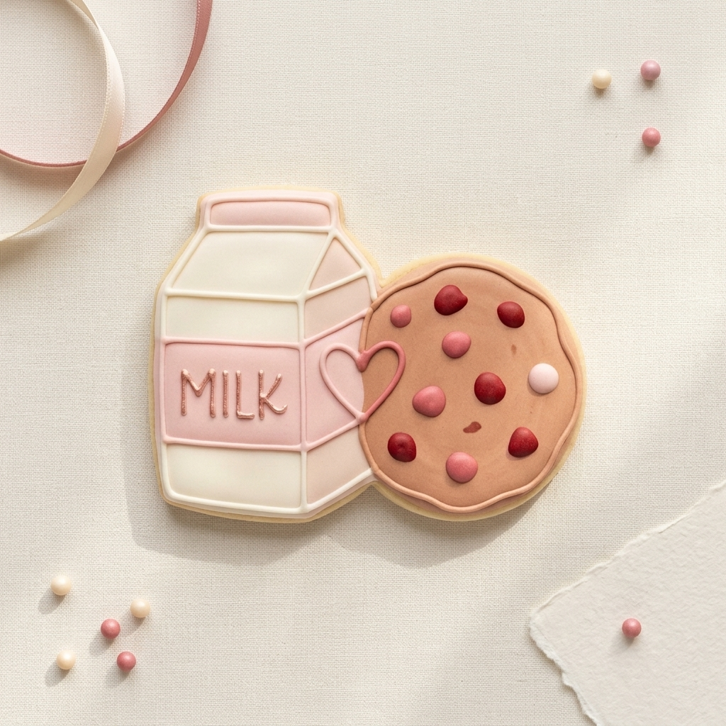 Milk And Cookies Valentine Food Pair Cookie Cutter, 3D Printed Valentine Theme