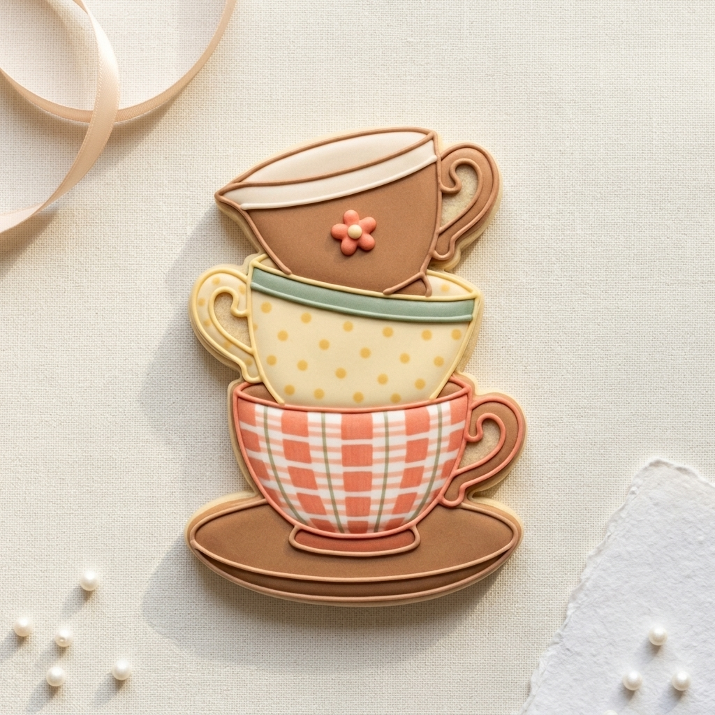 Stacking Tea Cups Cookie Cutter, 3D Printed Food Theme