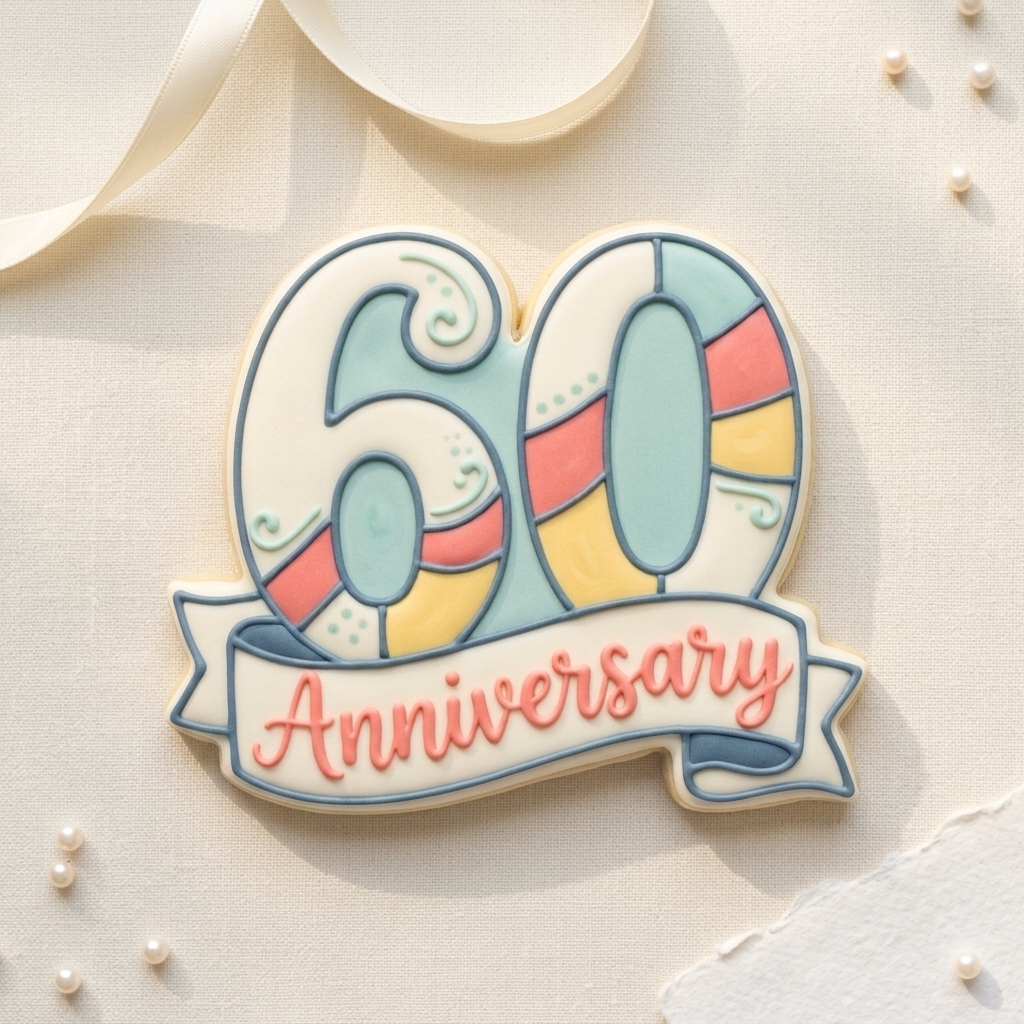 60th Anniversary Cookie Cutter, 3D Printed Cookie Theme