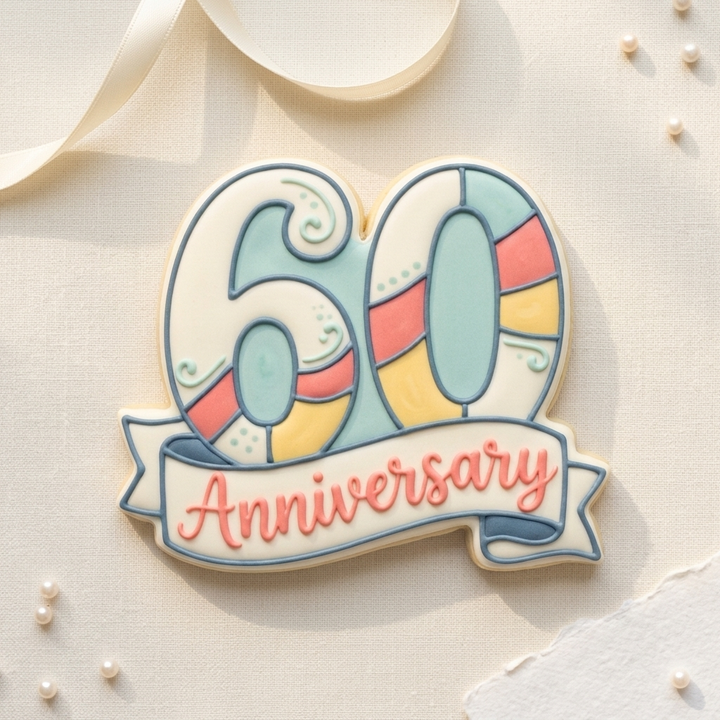 60th Anniversary Cookie Cutter, 3D Printed Cookie Theme