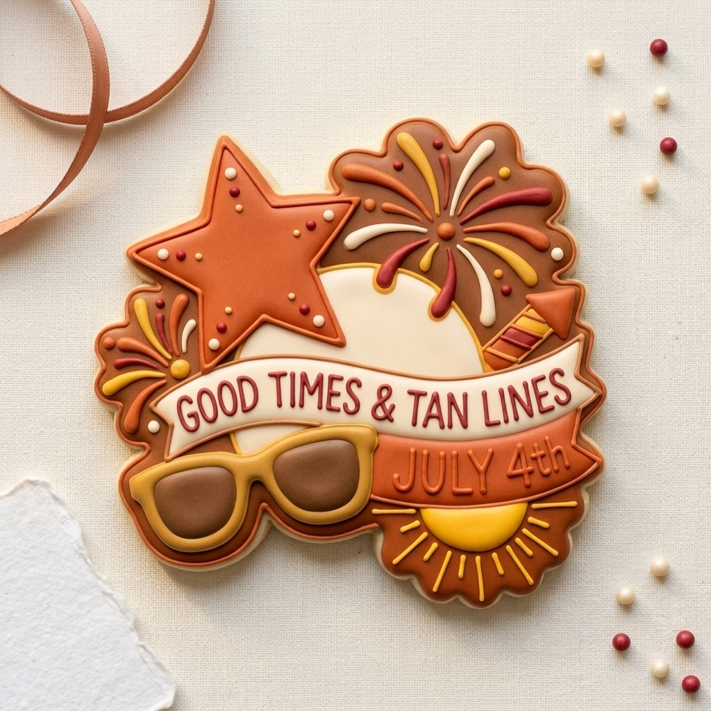 Good Times &amp; Tan Lines Fourth Of July Cookie Cutter, 3D Printed Holiday Theme