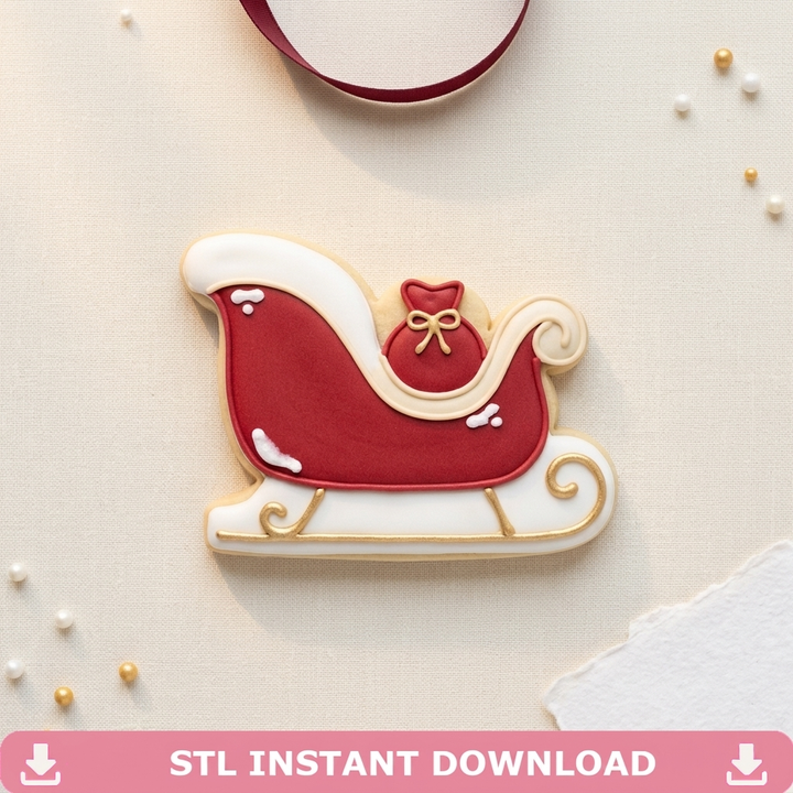 Santa Sleigh Cookie Cutter, 3D Printed Christmas Theme