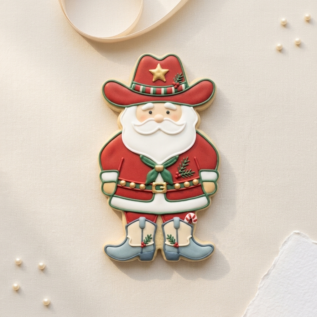 Cowboy Santa Cookie Cutter, 3D Printed Christmas Theme
