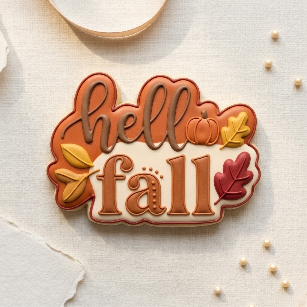 Hello Fall Cookie Cutter, 3D Printed Holiday Theme