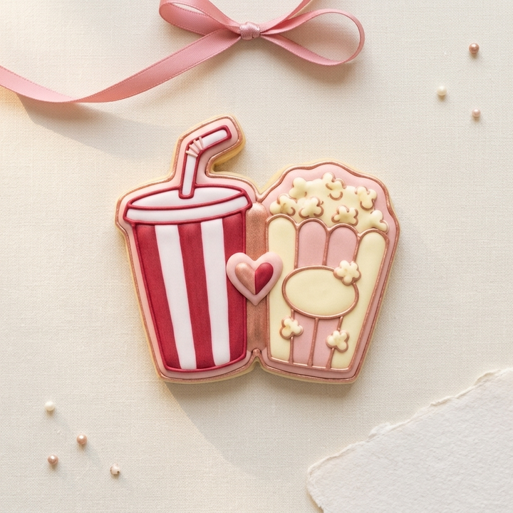 Soda And Popcorn Valentine Food Pair Cookie Cutter, 3D Printed Valentine Theme