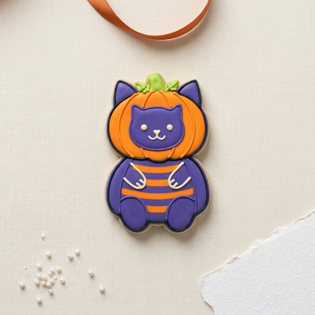 Pumpkin Cat Plush Cookie Cutter, 3D Printed Halloween Theme