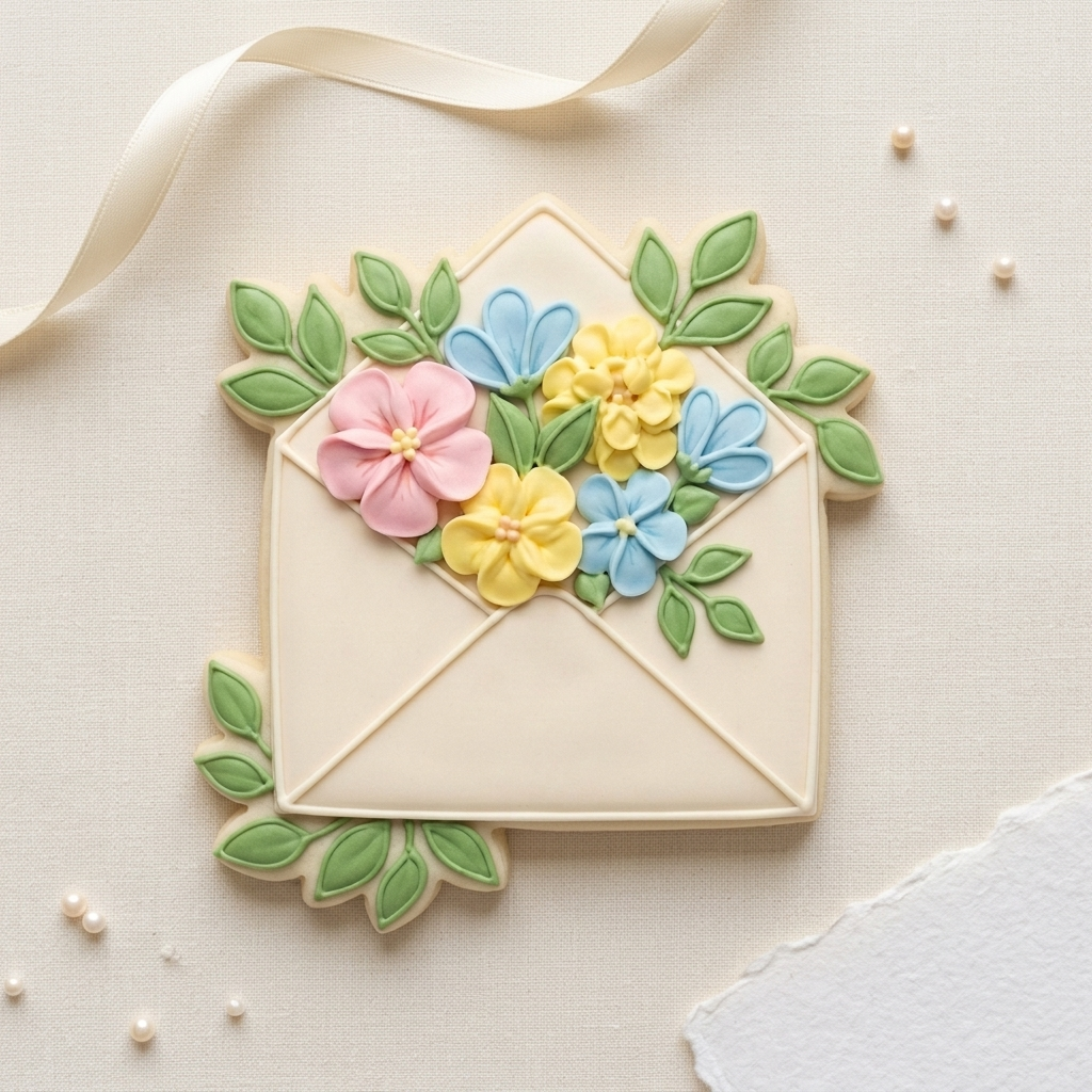 Floral Envelope Cookie Cutter, 3D Printed Garden Theme