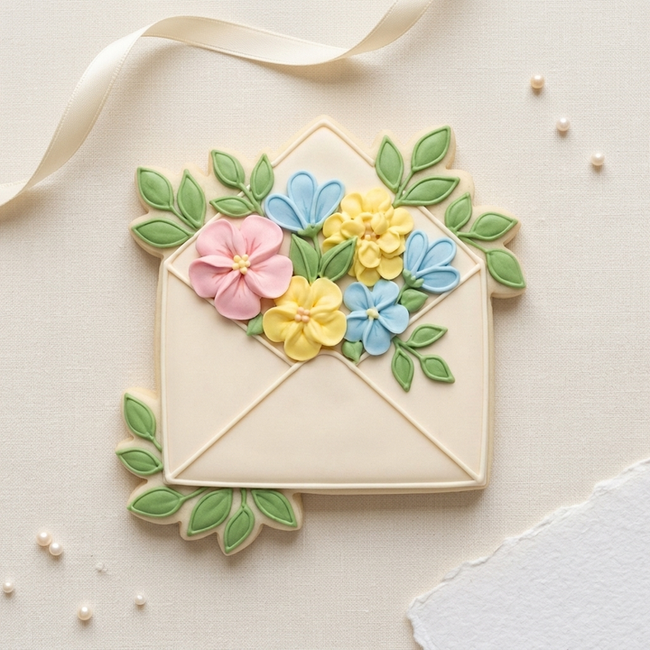 Floral Envelope Cookie Cutter, 3D Printed Garden Theme