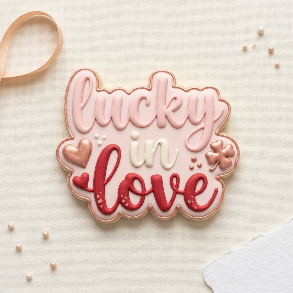Lucky In Love Cookie Cutter, 3D Printed Valentine Theme