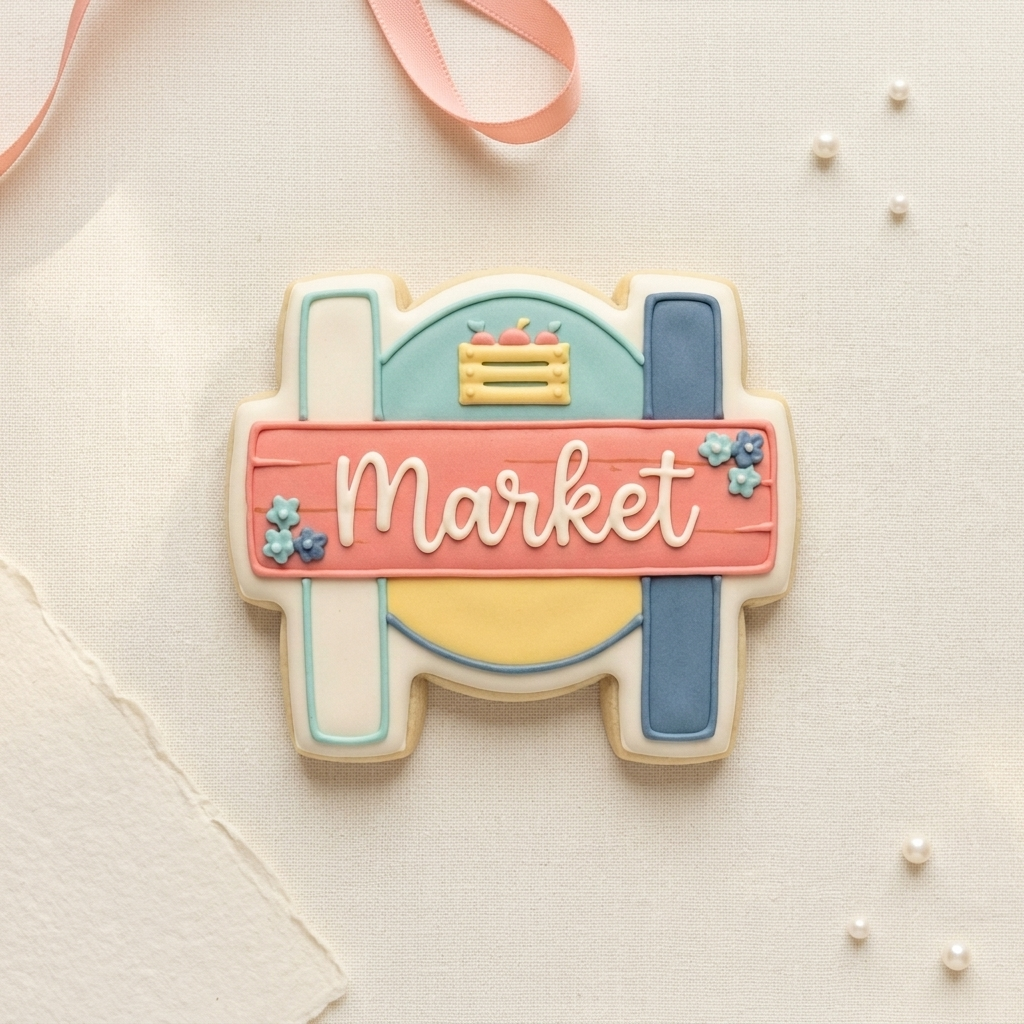Wood Market Sign Cookie Cutter, 3D Printed Cookie Theme