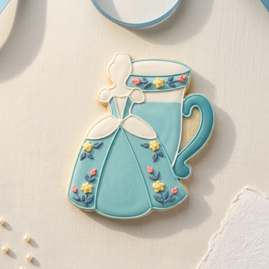 Teal Princess Cookie Cutter, 3D Printed Cookie Theme