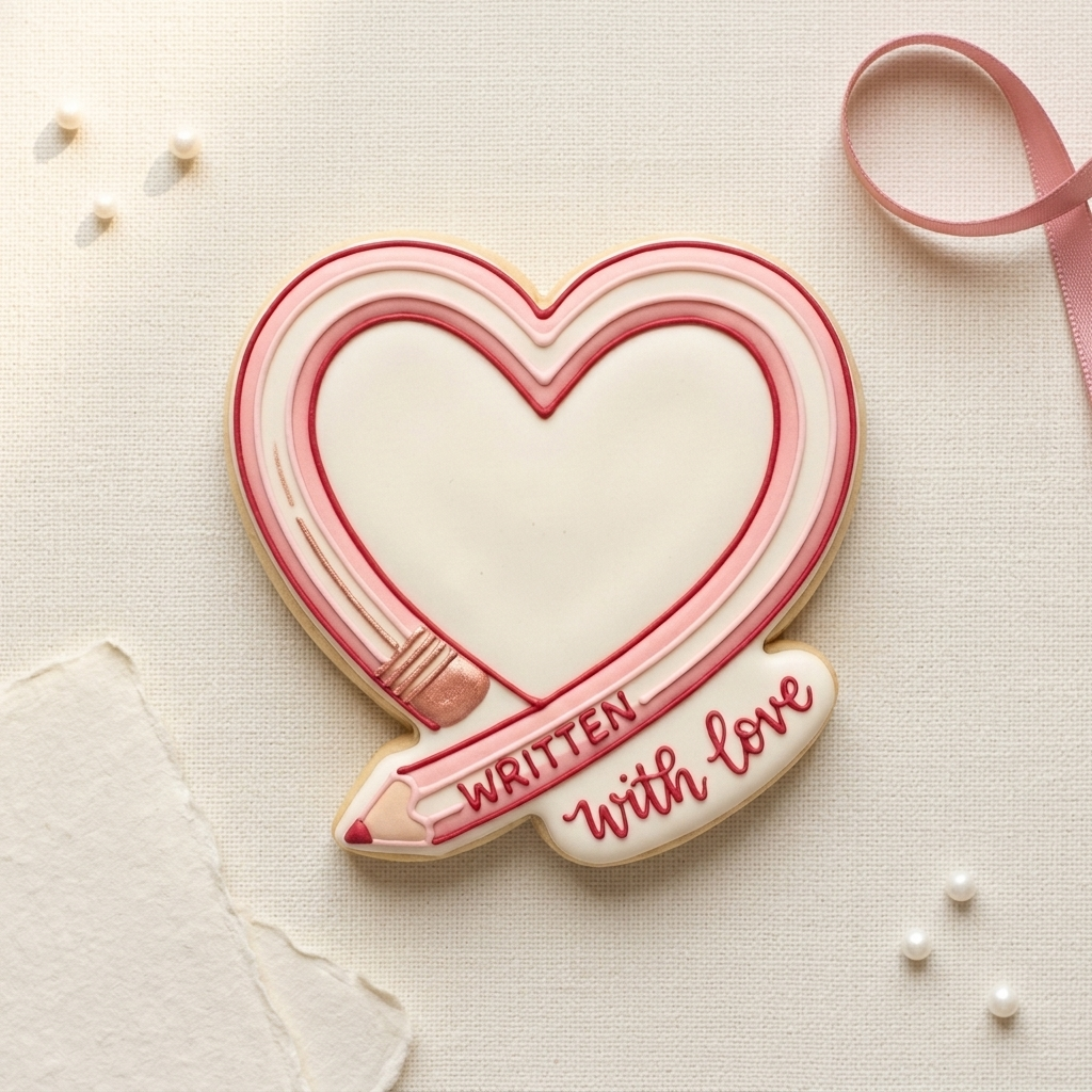Pencil Heart Cookie Cutter, 3D Printed Valentine Theme