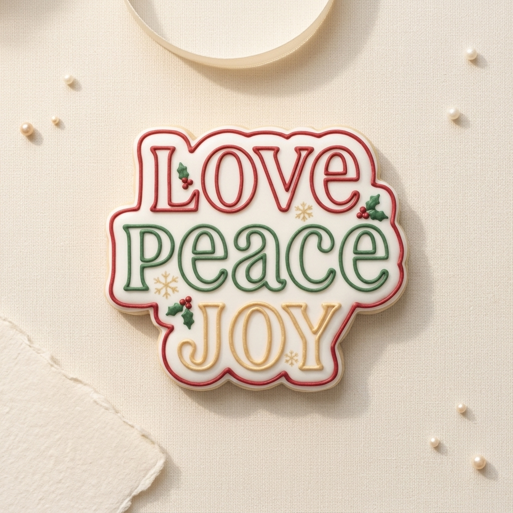 Love Peace Joy Christmas Holiday Detailed Cookie Cutter, 3D Printed Christmas Theme