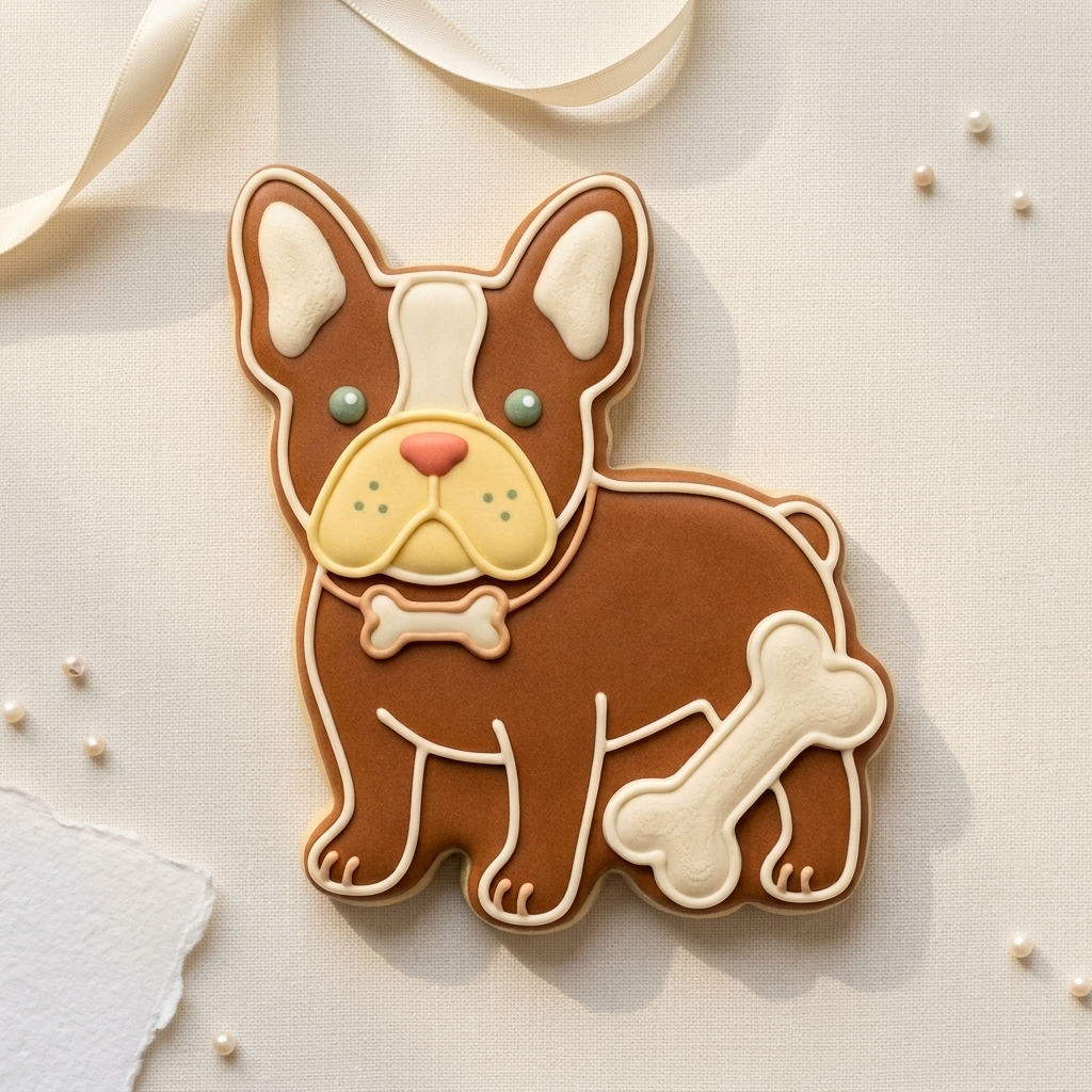 French Bulldog Dog With Bone Detailed Cookie Cutter, 3D Printed Food Theme