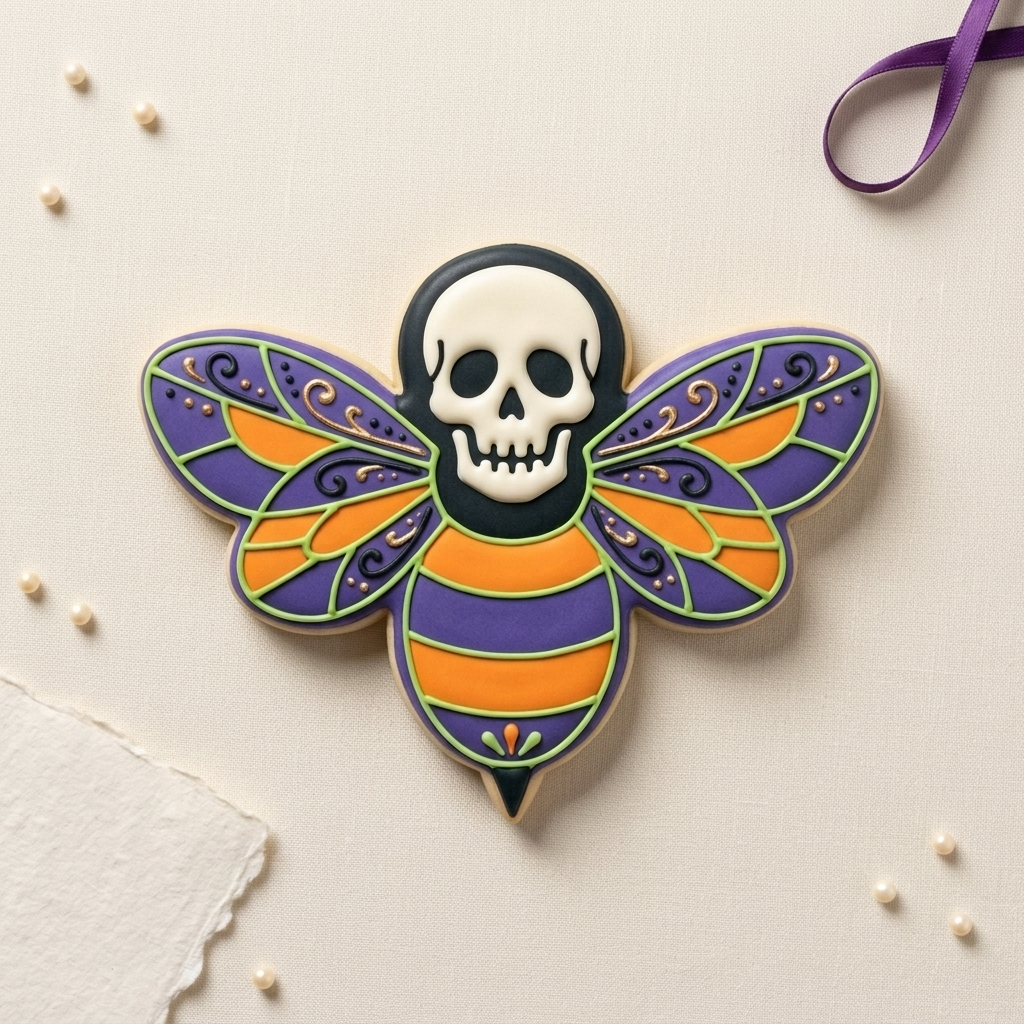 Bee Skull Halloween Cookie Scribe Cookie Cutter, 3D Printed Halloween Theme
