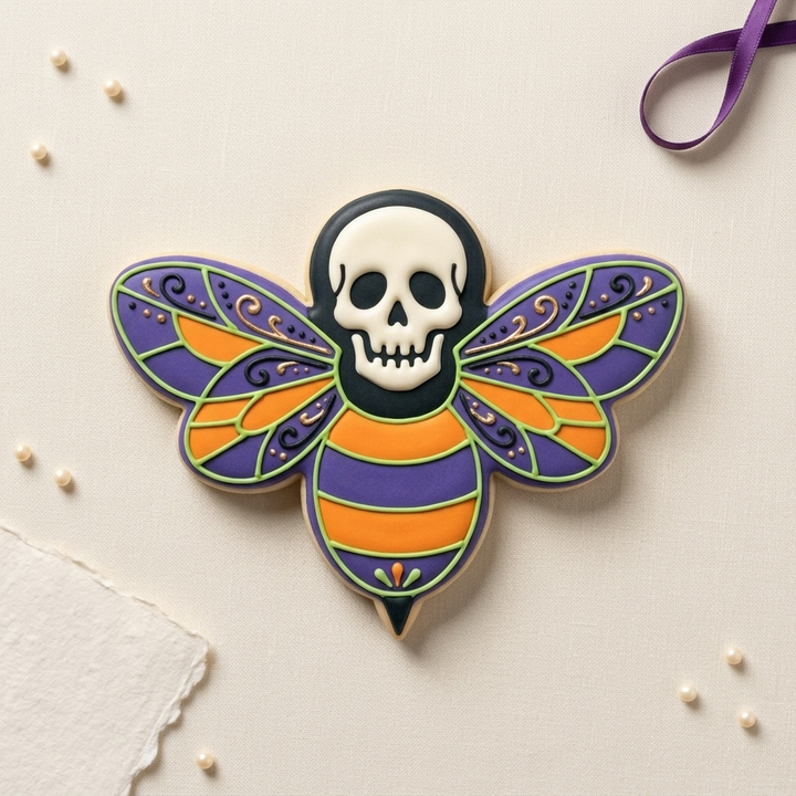 Bee Skull Halloween Cookie Scribe Cookie Cutter, 3D Printed Halloween Theme