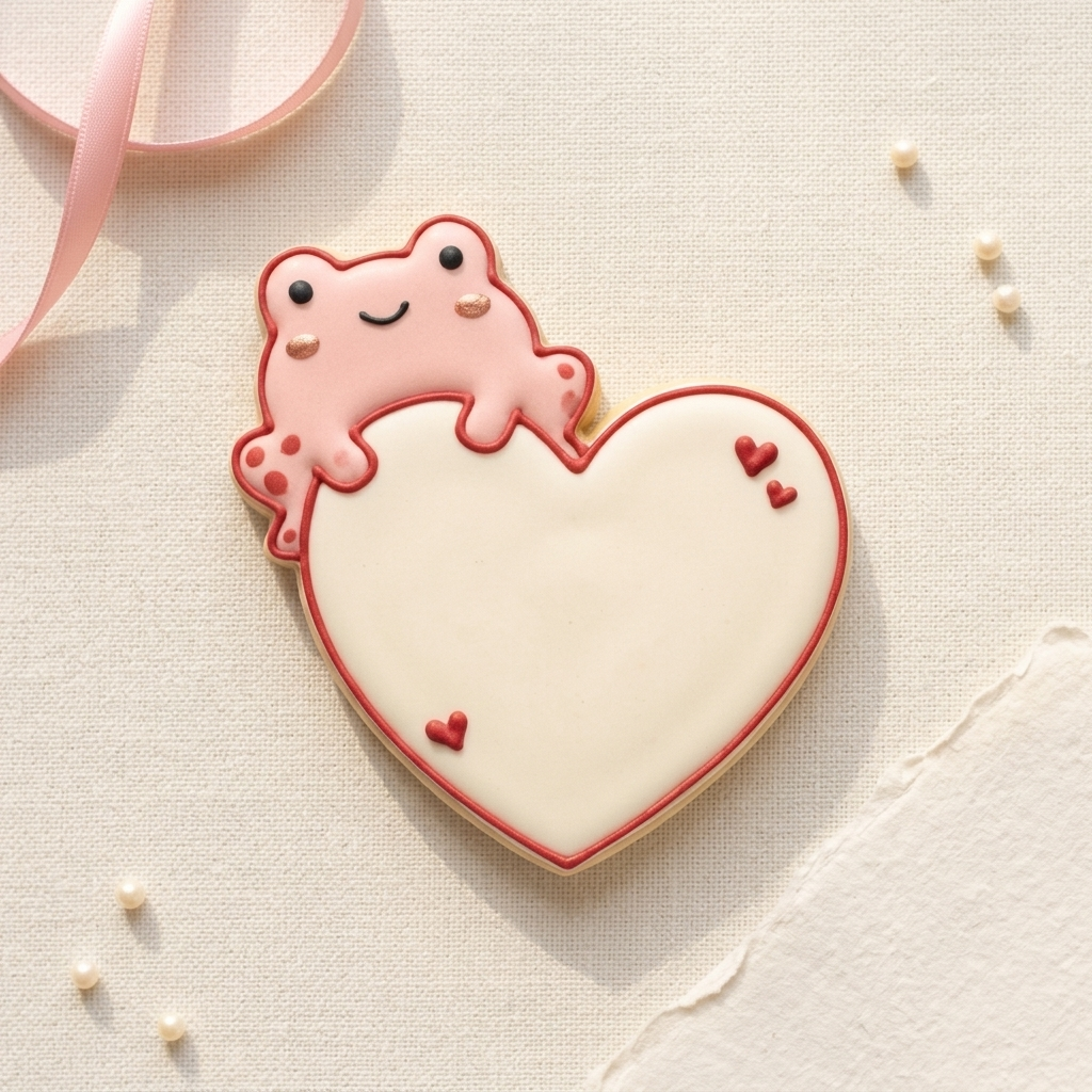 Cute Frog With Heart V2 Cookie Cutter, 3D Printed Valentine Theme