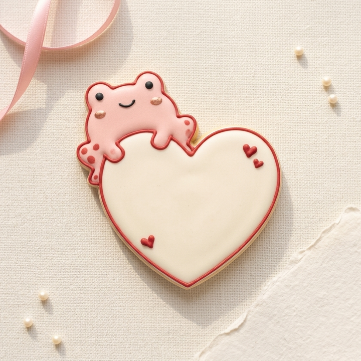Cute Frog With Heart V2 Cookie Cutter, 3D Printed Valentine Theme