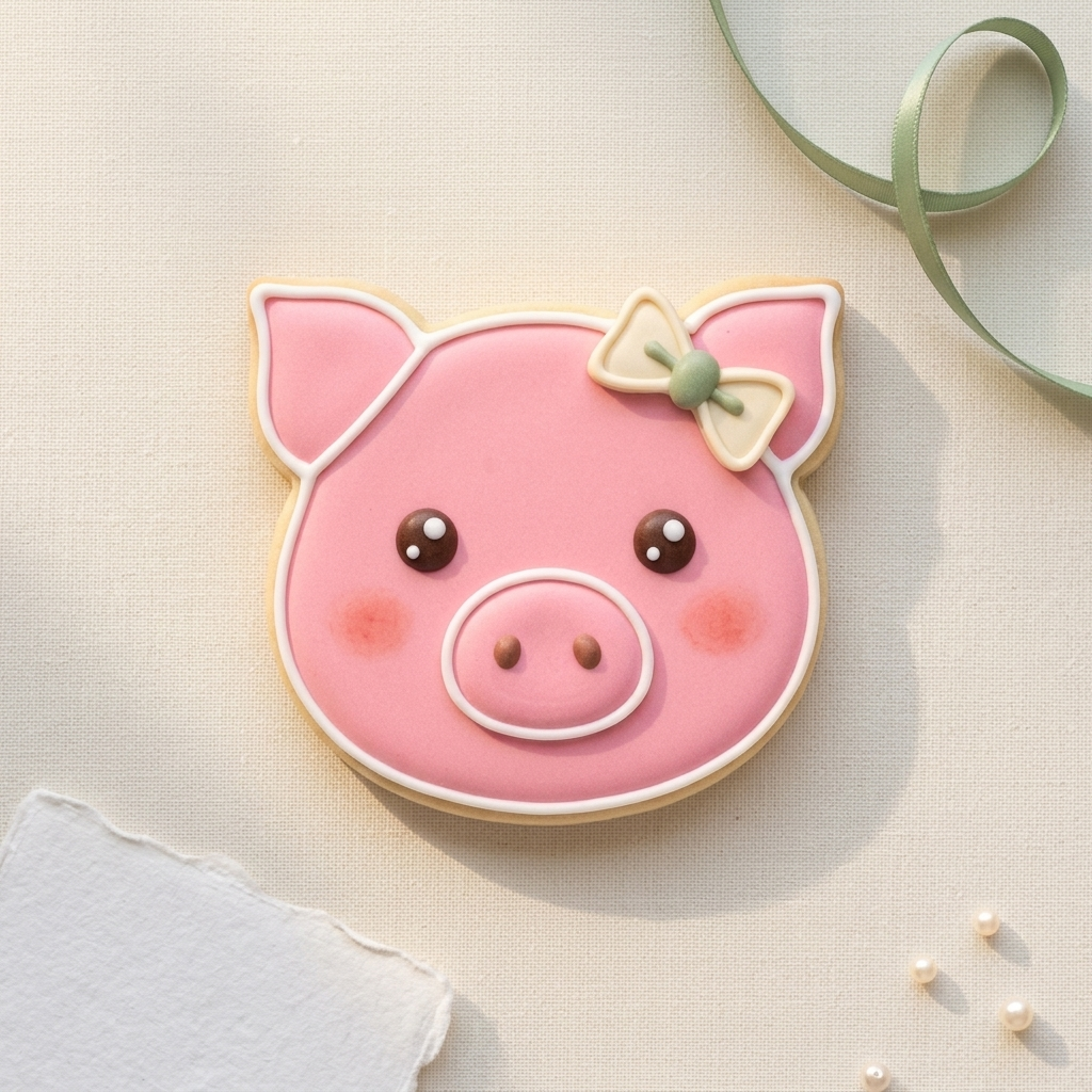 Girly Pig Face Cookie Cutter, 3D Printed Animal Theme