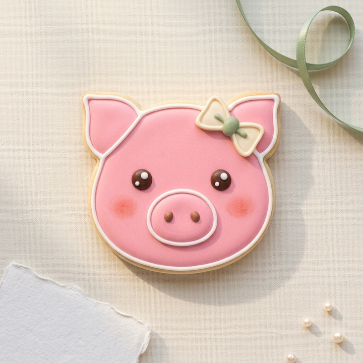 Girly Pig Face Cookie Cutter, 3D Printed Animal Theme