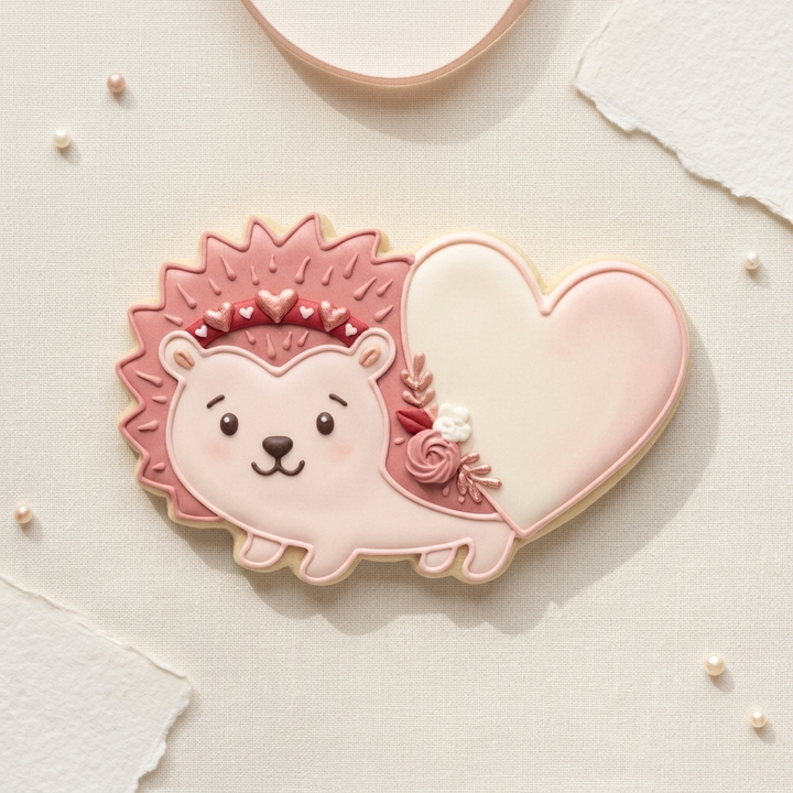 Cute Hedgehog With Heart Headband Cookie Cutter, 3D Printed Valentine Theme