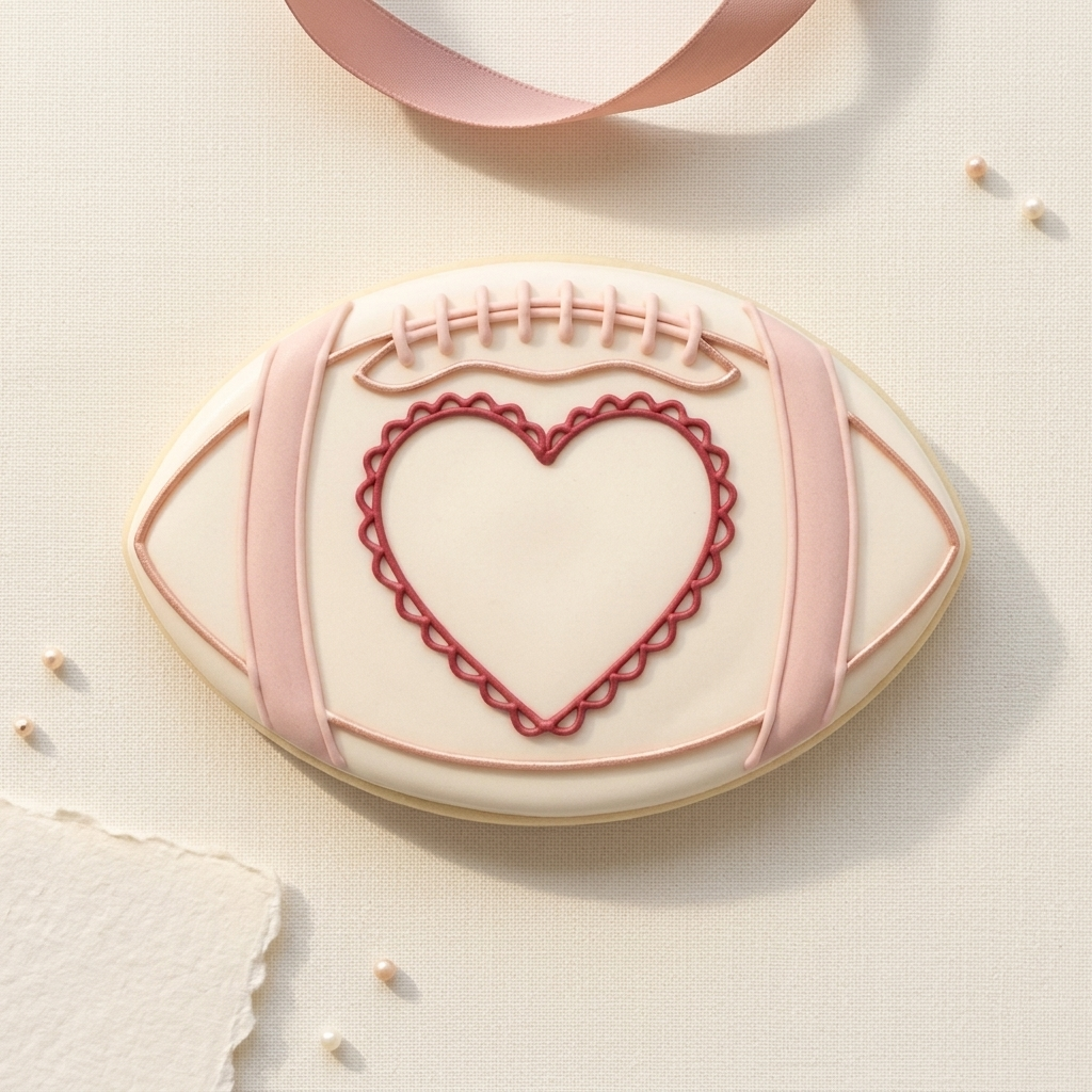 Football With Heart Cookie Cutter, 3D Printed Valentine Theme