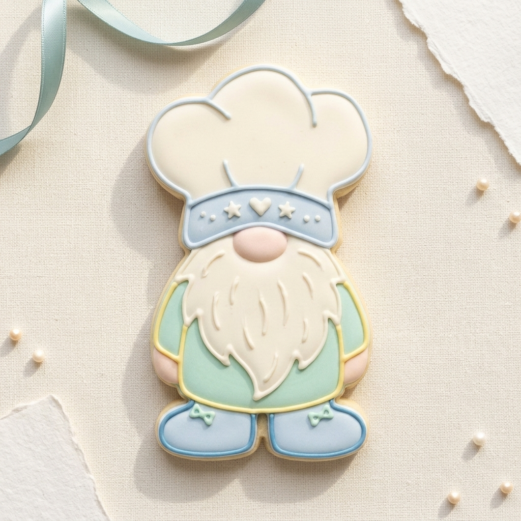 Gnome Baker Chef Hat Detailed Feet Cookie Cutter, 3D Printed Baby Shower Theme