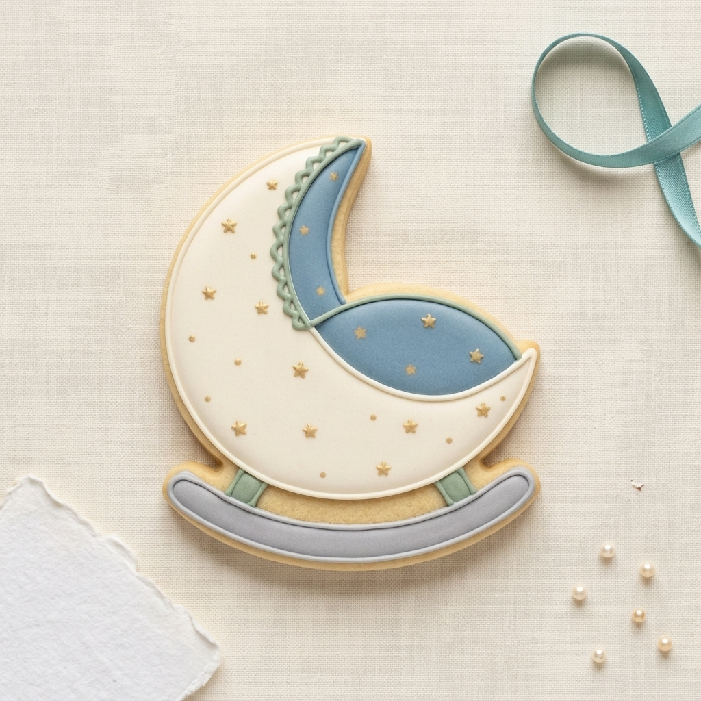 Rocking Moon Cradle Cookie Cutter, 3D Printed Baby Shower