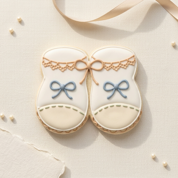 Baby Booties with Bow Cookie Cutter, 3D Printed Baby Shower