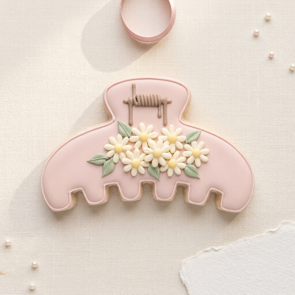 Claw Clip with Daisies Cookie Cutter, 3D Printed Beauty Theme