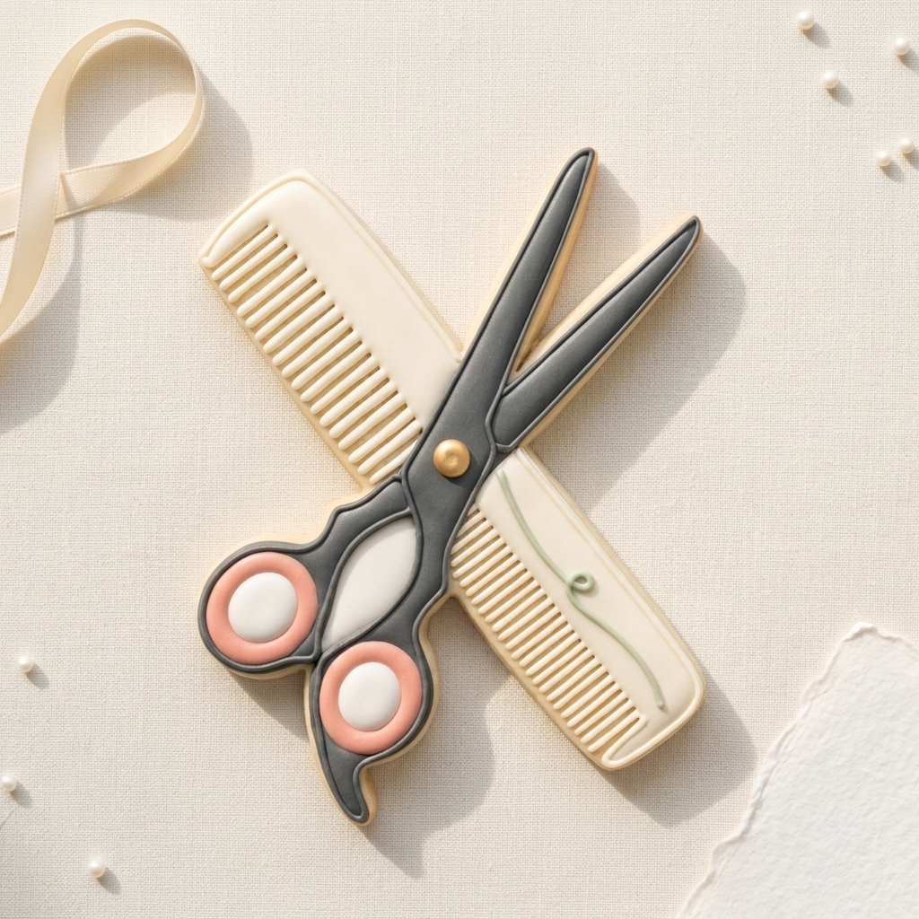 Hair Stylist Shears and Comb Cookie Cutter, 3D Printed Stylist Gift