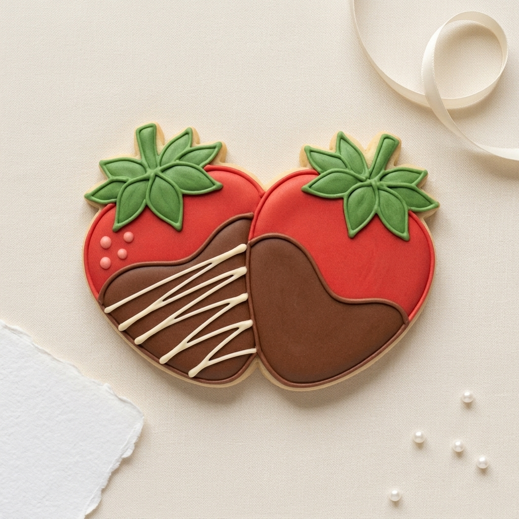 Chocolate Covered Strawberry Pair Cookie Cutter, 3D Printed Valentine Favor